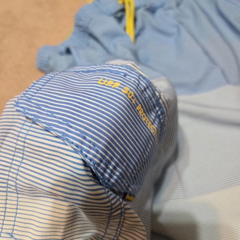 Banana Boat Mens Blue Striped Swim Shorts with‎ Yellow Drawstring Size XXL Beach